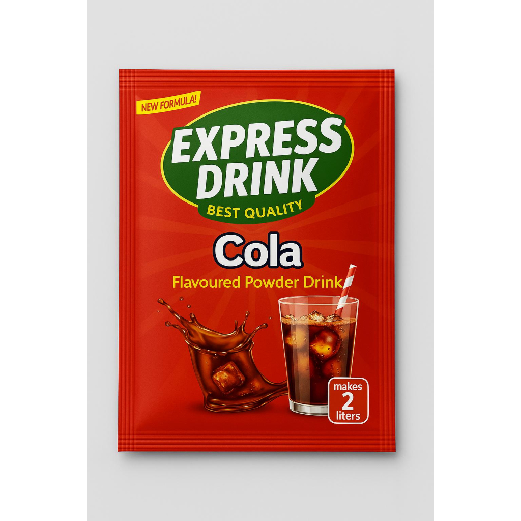 Express drink flavoured instant powdered juice cola – 10gr/2L sachets