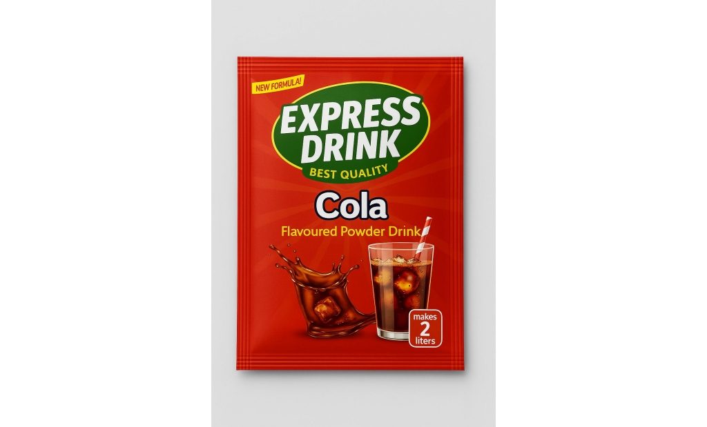 Express drink flavoured instant powdered juice cola – 10gr/2L sachets