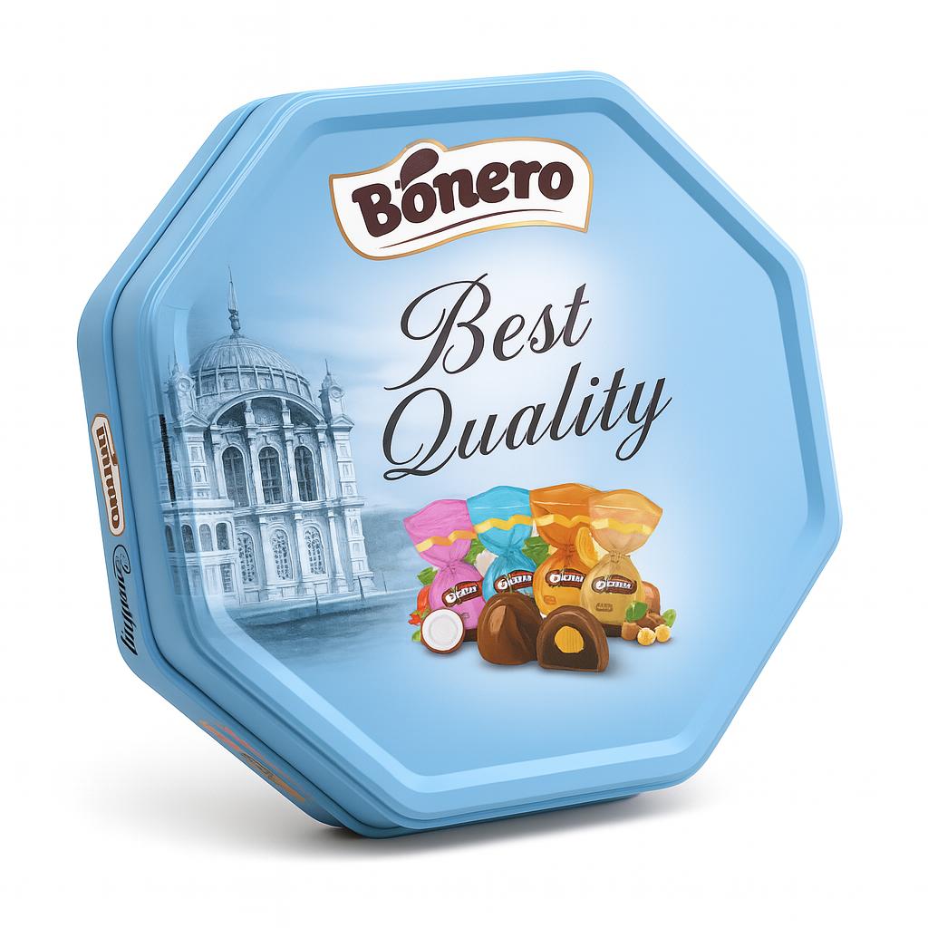 Bonero best quality chocolate octagonal tin box 500g
