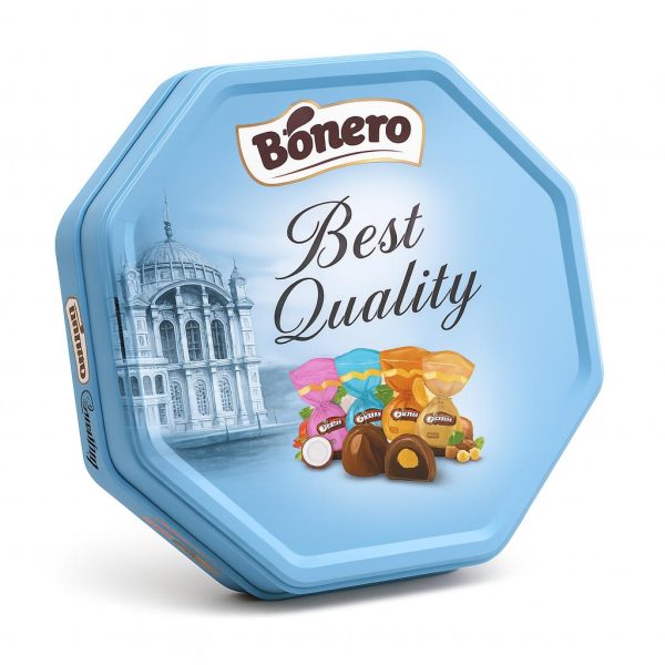 Bonero best quality chocolate octagonal tin box 500g