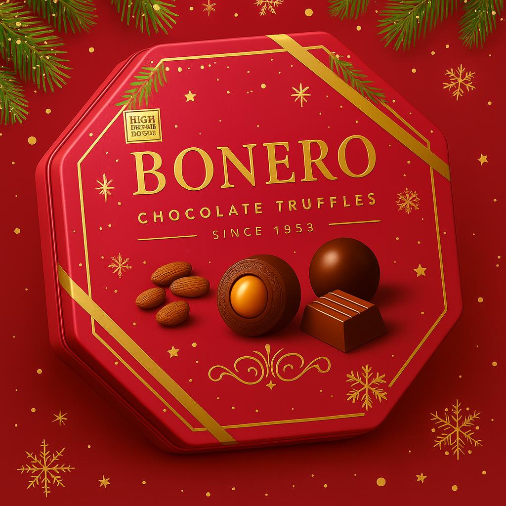 Bonero chocolate octagonal valentine tin gift box 