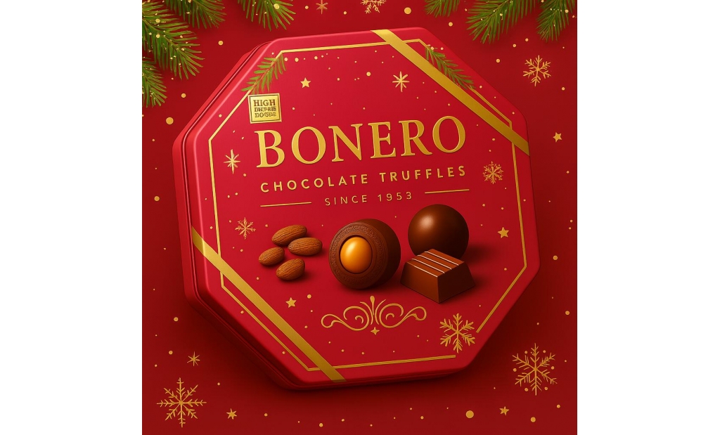 Bonero chocolate octagonal valentine tin gift box 
