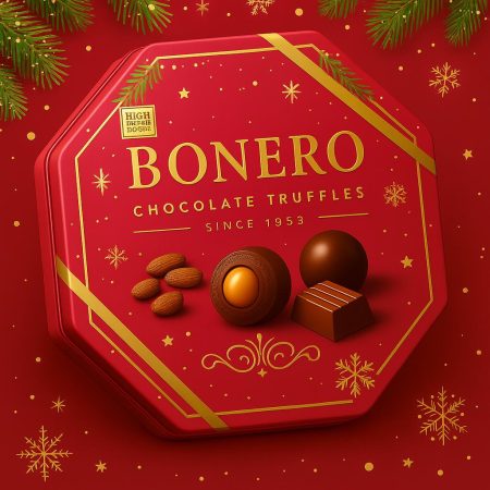 Bonero chocolate octagonal valentine tin gift box 