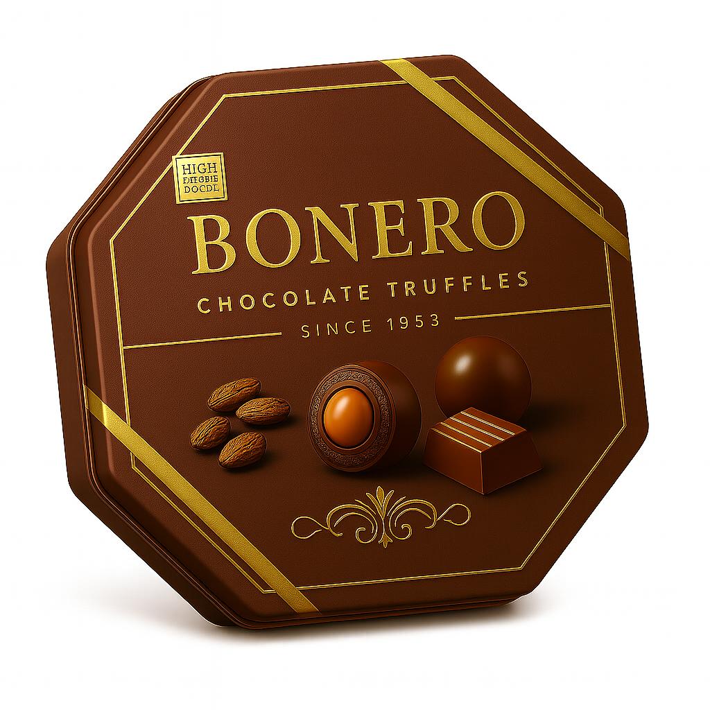 Bonero octagonal tin gift box chocolate truffles 