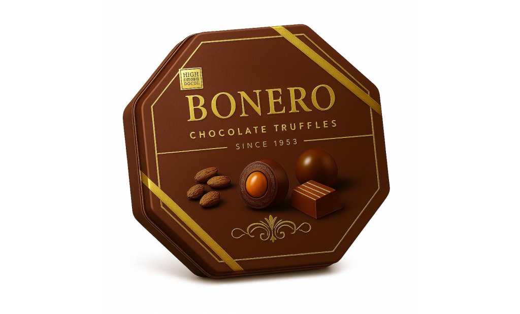 Bonero octagonal tin gift box chocolate truffles 