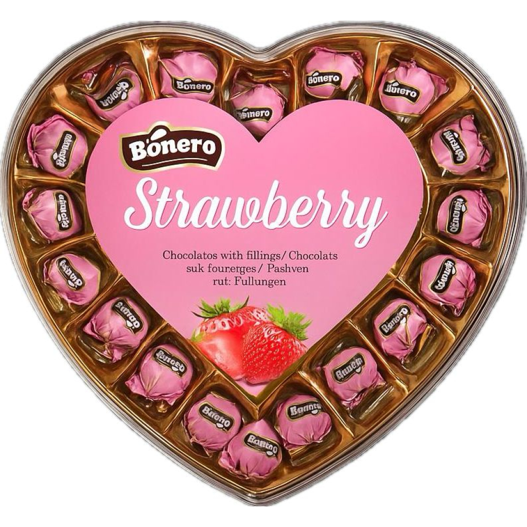Bonero heart chocolate gift box - strawberry flavor - turkish manufacturer