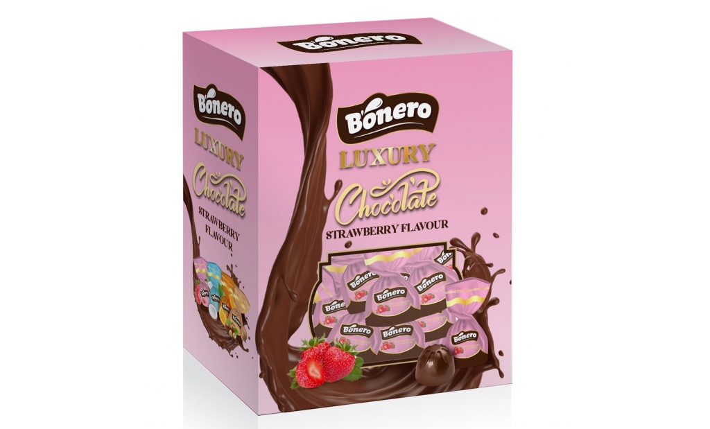 Bonero cream filled compound chocolate 2kg - strawberry 
