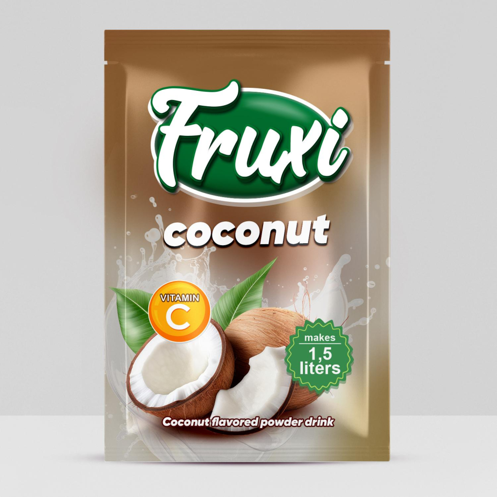 Fruxi flavoured instant powder drink coconut – 9gr/1.5L  sachets 