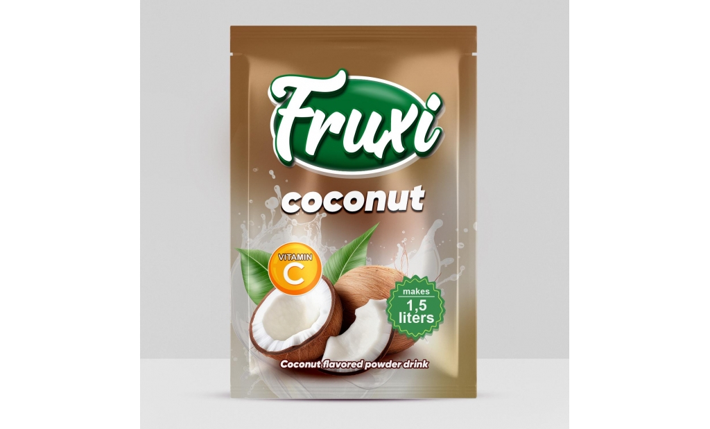 Fruxi flavoured instant powder drink coconut – 9gr/1.5L  sachets 