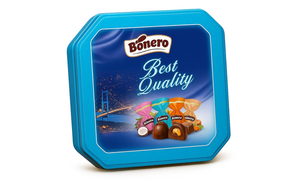 Bonero single twist chocolate octagonal tin gift box