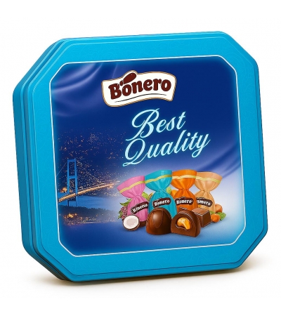 Bonero single twist chocolate octagonal tin gift box