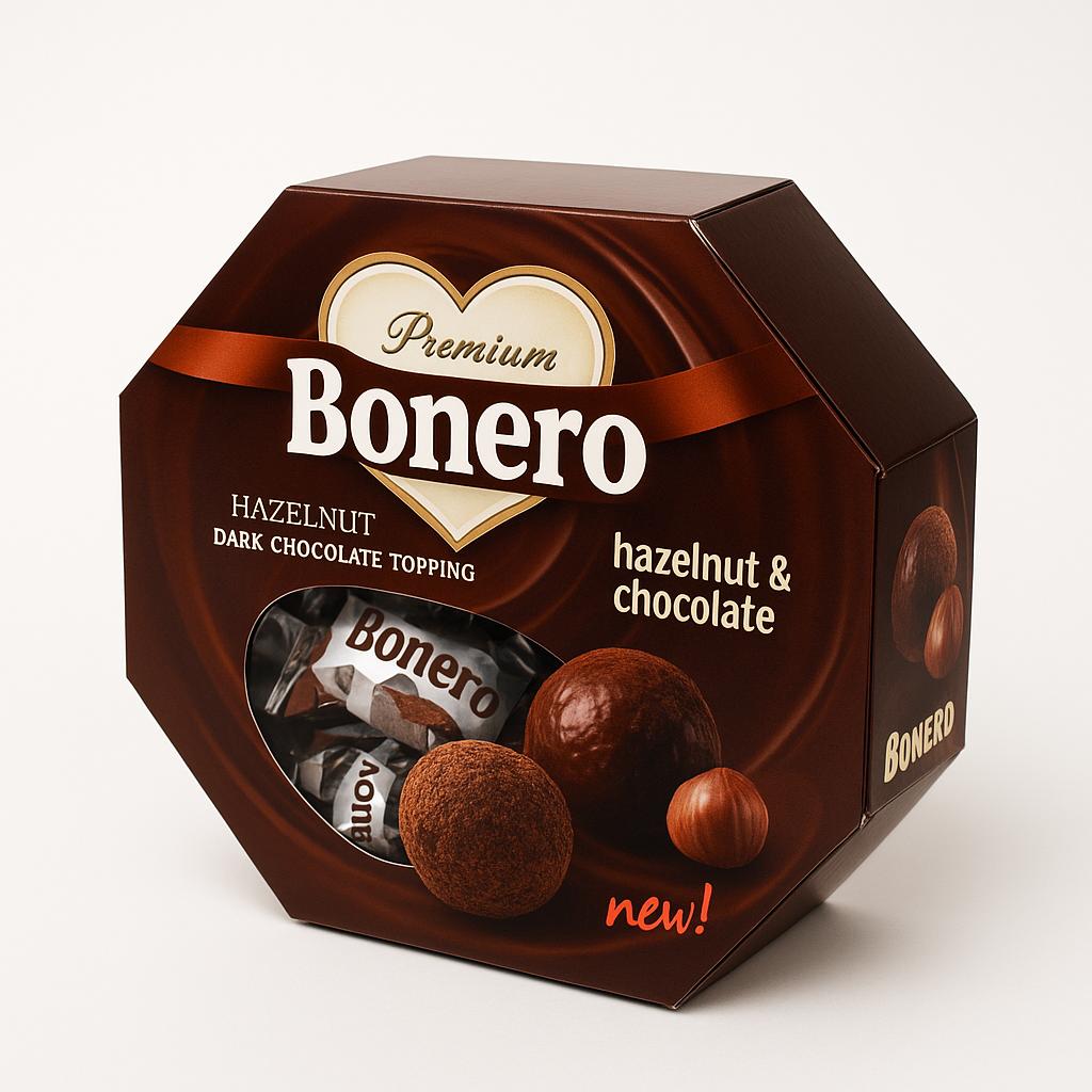 Bonero dark chocolate filling wafer ball with hazelnut
