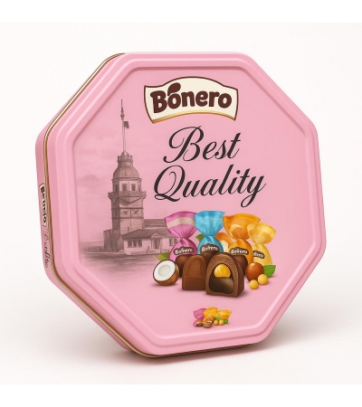 Bonero assorted chocolate valentine octagonal tin gift box 500g