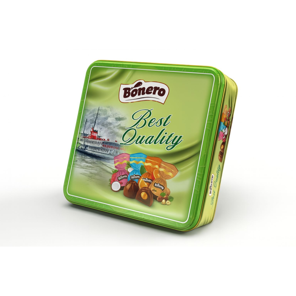 Bonero istanbul square chocolate green tin gift box