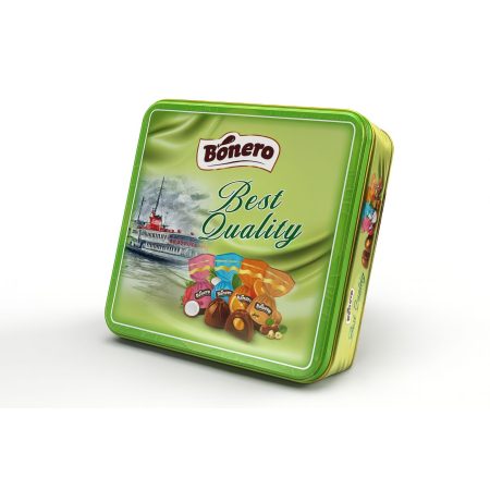 Bonero istanbul square chocolate green tin gift box