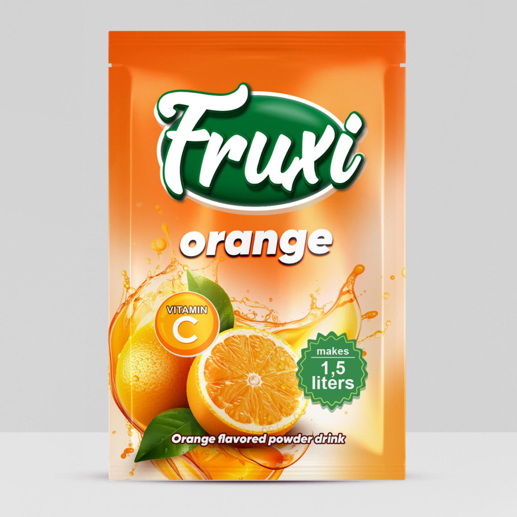 Fruxi Orange Flavoured Instant Powder Juice – 9g/10g Sachets 