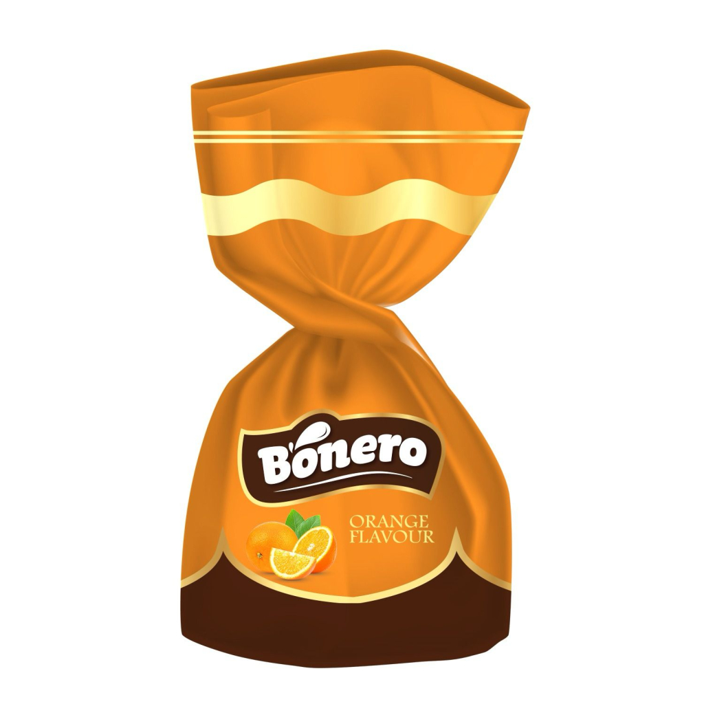 Bonero chocolate truffle single twist with orange chocolate cream filling