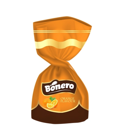 Bonero chocolate truffle single twist with orange chocolate cream filling