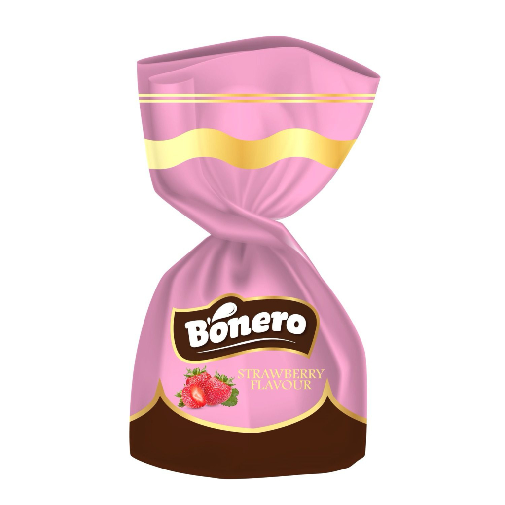 Bonero compound chocolate with strabwerry chocolate filling