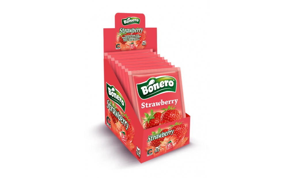 Bonero flavoured instant powder juice strawberry – 9gr/1.5L  sachets 