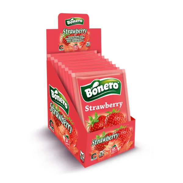 Bonero flavoured instant powder juice strawberry – 9gr/1.5L  sachets 