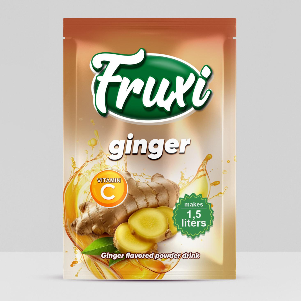 Fruxi flavoured instant powder drink ginger– 9gr/1.5L  sachets 