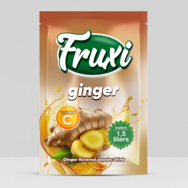 Fruxi flavoured instant powder drink ginger– 9gr/1.5L  sachets 