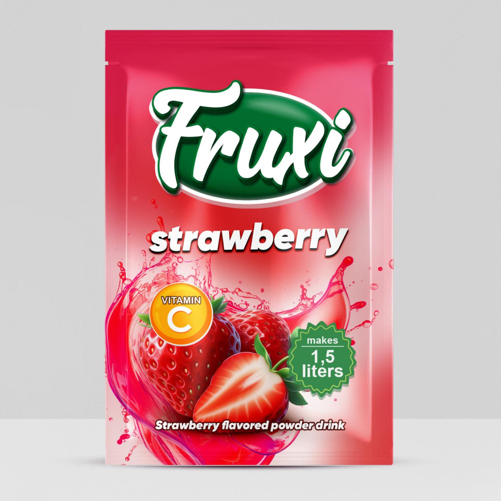 Fruxi flavoured instant powder drink strawberry – 9gr/1.5L  sachets 