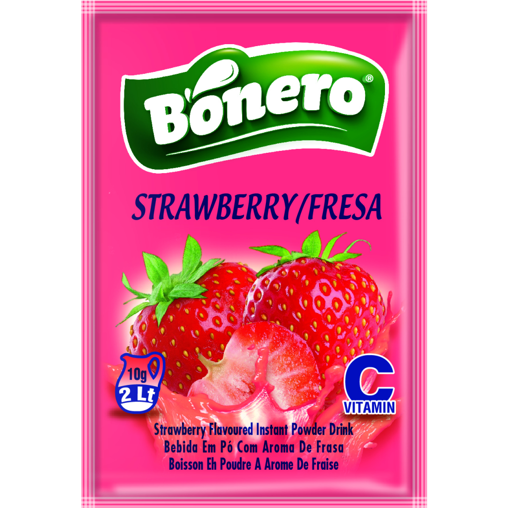 Bonero flavoured instant powder drink strawberry – 10gr/2L  sachets 