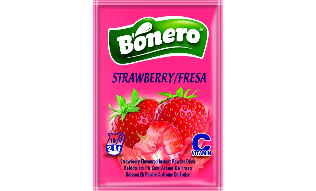 Bonero flavoured instant powder drink strawberry – 10gr/2L  sachets 