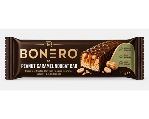 Bonero Peanut Caramel Nougat Bar 50g | Premium Chocolate