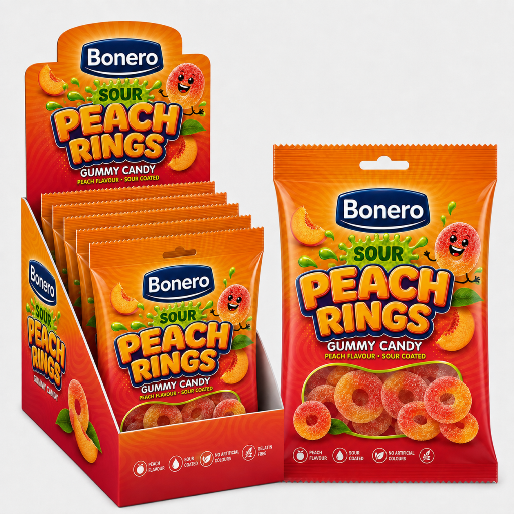 Bonero Sour Peach Rings 80g