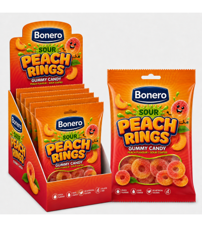 Bonero Sour Peach Rings 80g