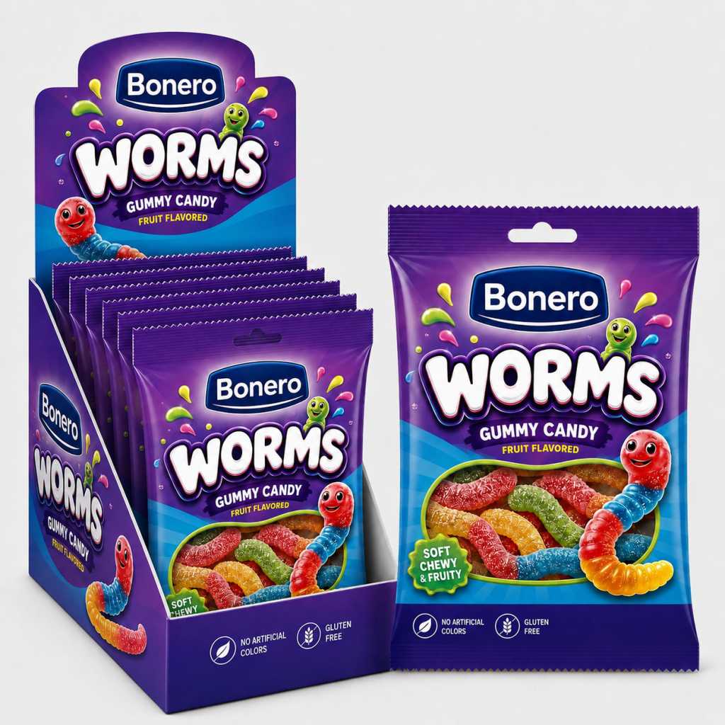 Bonero Worms Gummy Candy 80gr 