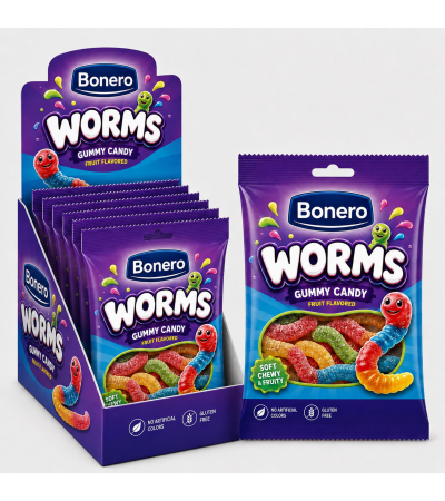 Bonero Worms Gummy Candy 80gr 