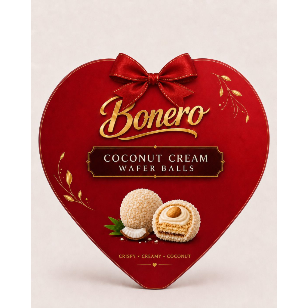 Bonero Heart Coconut Cream Wafer Balls Gift Box