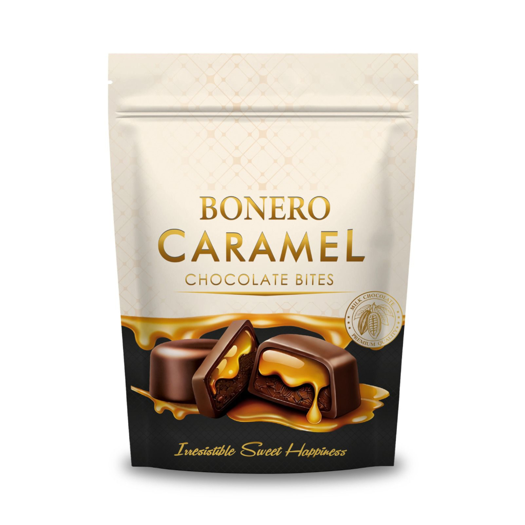 Bonero Chocolate Coated Caramel Doypack 
