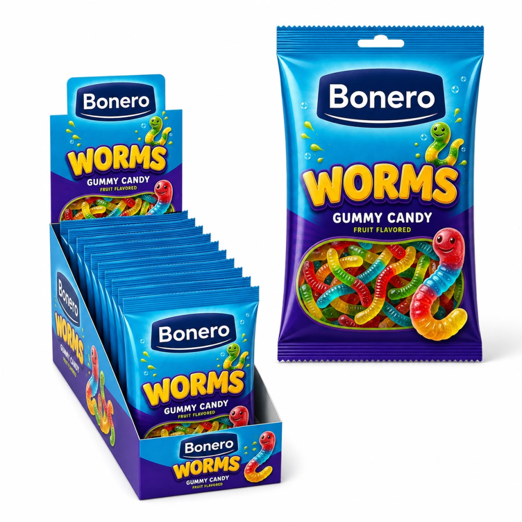 Bonero Worms Gummy Candy 80gr 