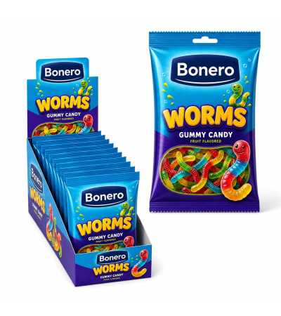 Bonero Worms Gummy Candy 80gr 