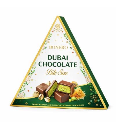 Bonero Dubai bite-sized chocolates, triangular box