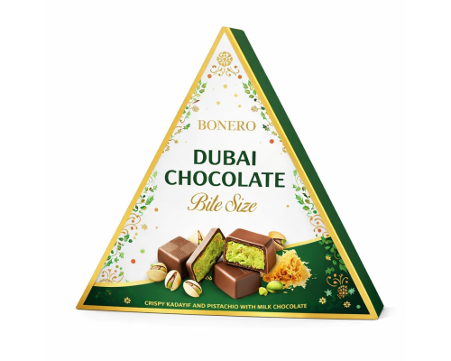 Bonero Dubai bite-sized chocolates, triangular box