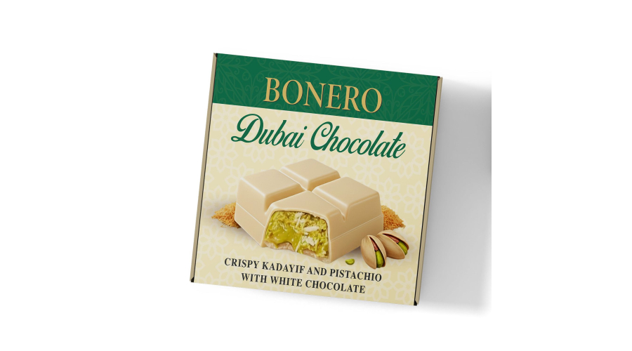 White chocolate with crispy kunafa and pistachios - Dubai Chocolate for an unforgettable experience