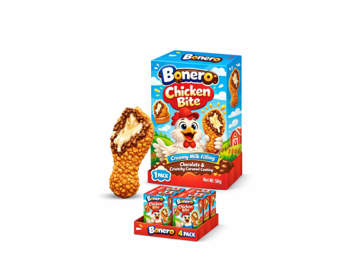 Bonero Chicken Bite Creamy Milk Filling Chocolate with Crunchy Caramel Coating
