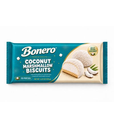 Bonero Coconut Marshmallow Biscuits – 120 g, 10 Pieces