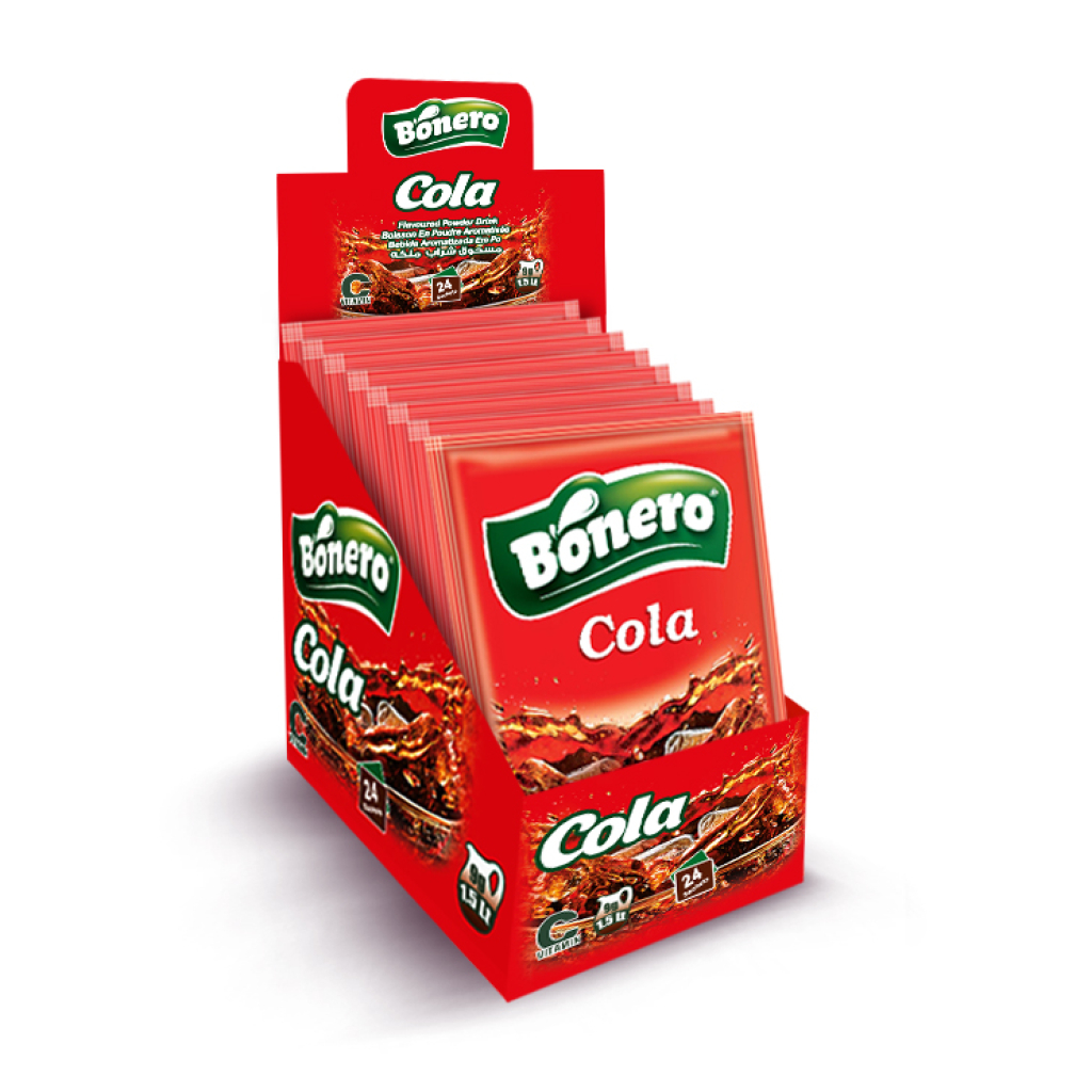 Bonero flavoured instant powder drink cola– 9gr/1.5L  sachets 