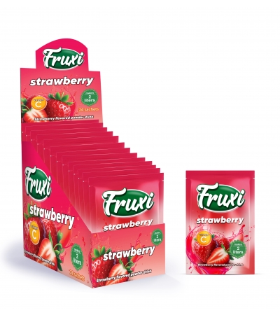 Fruxi flavoured instant powdered juice srtrawberry– 10gr/2L  sachets 