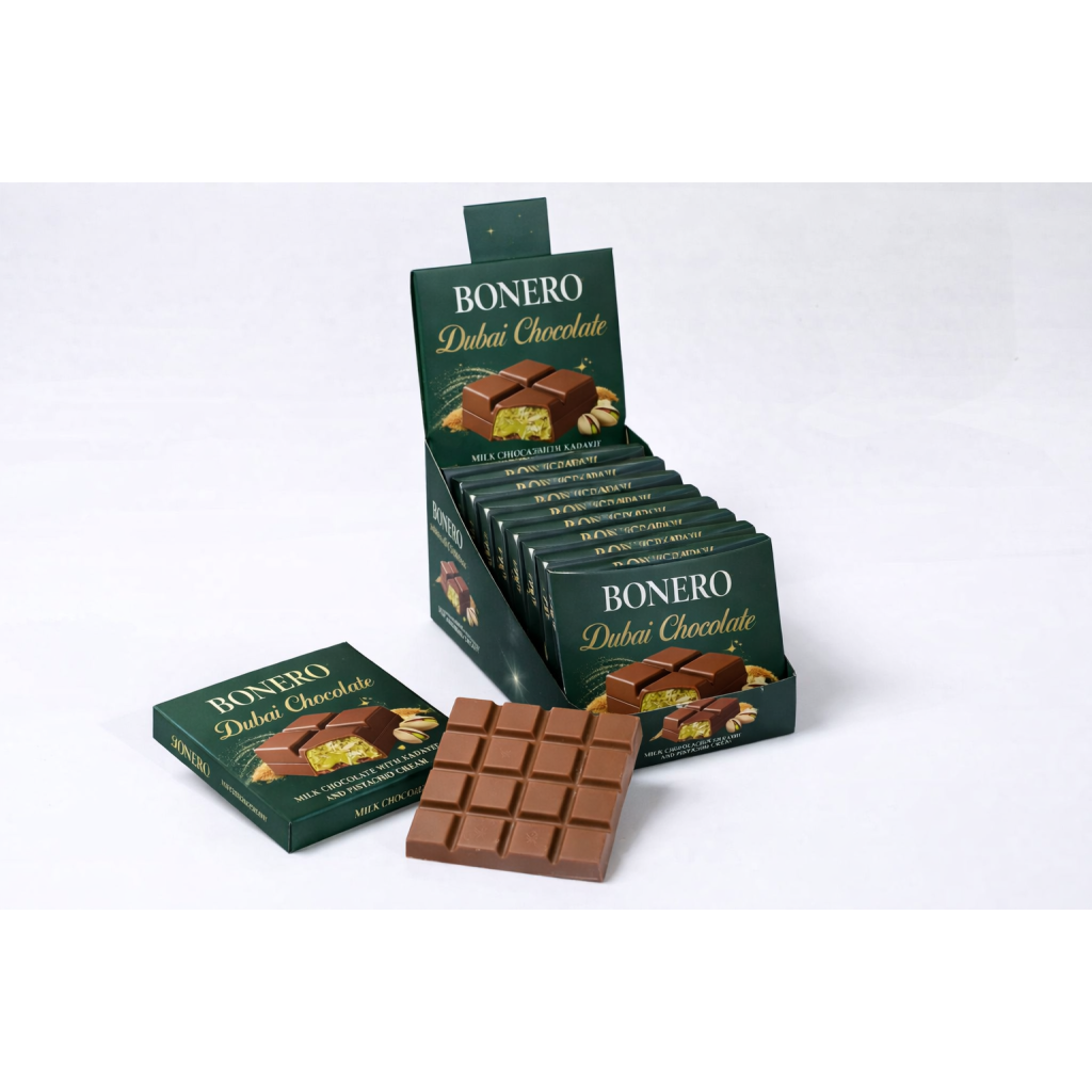 BONERO Dubai Chocolate Crispy Kadayif & Pistachio with Milk Chocolate