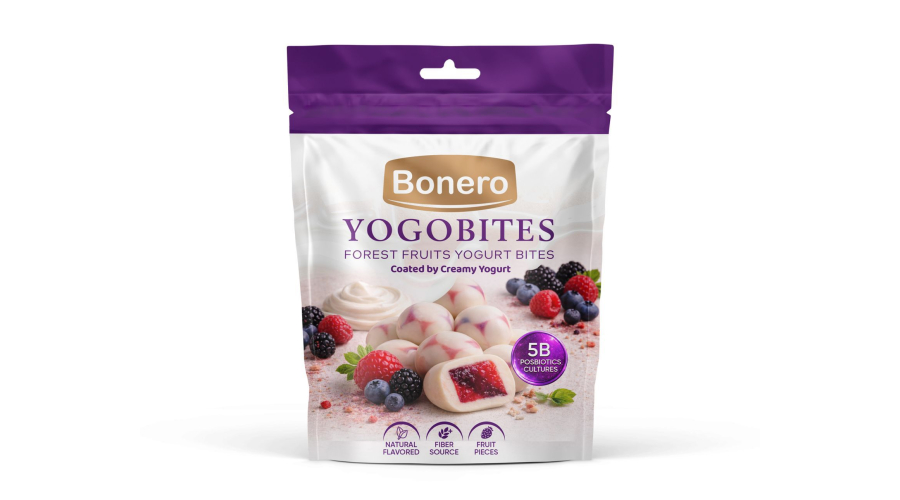 BONERO YOGOBITES Forest Fruits Yogurt Bites coted by creamy yogurt